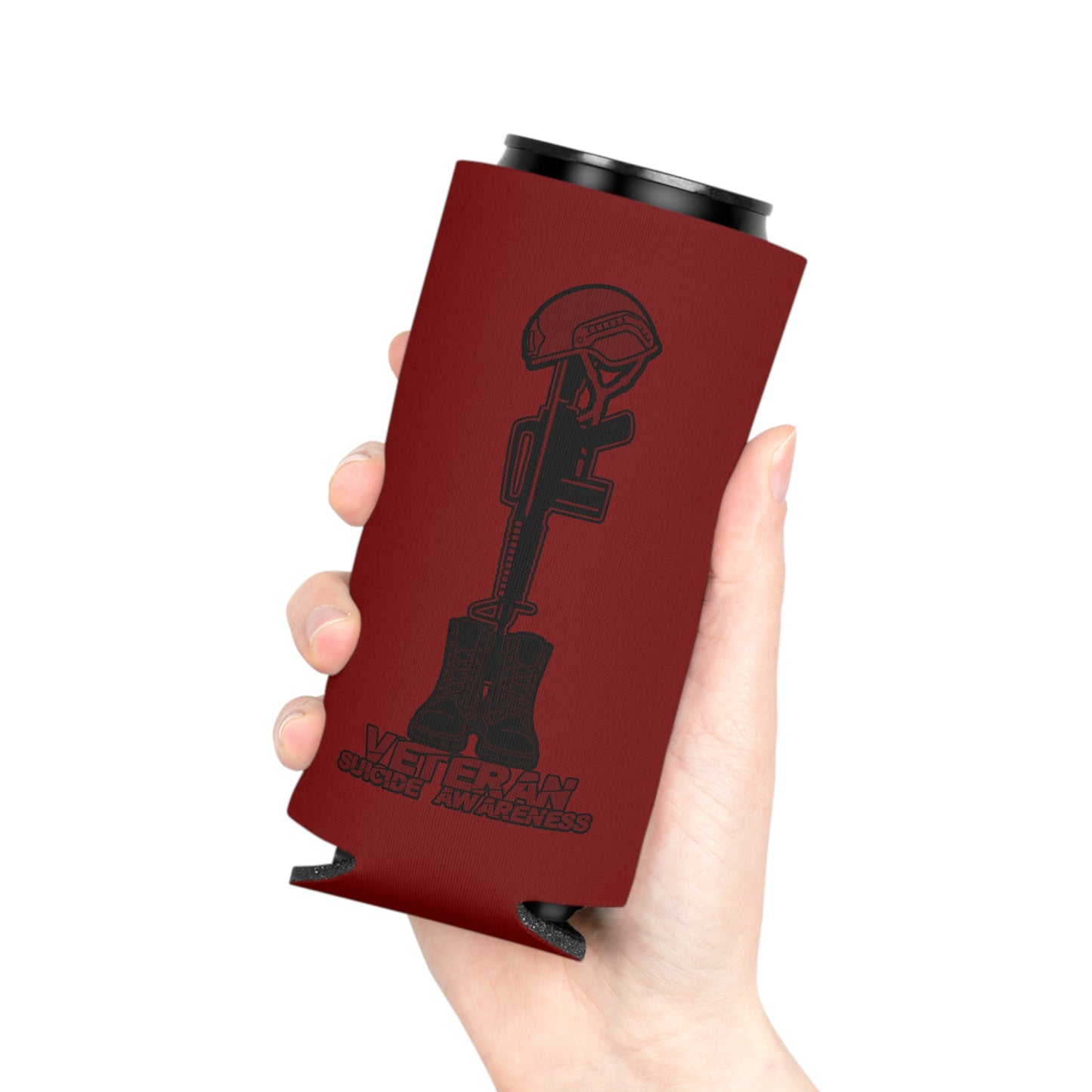 Veteran Suicide Awareness Can Cooler – Fallen Soldier Battlefield Cross Design
