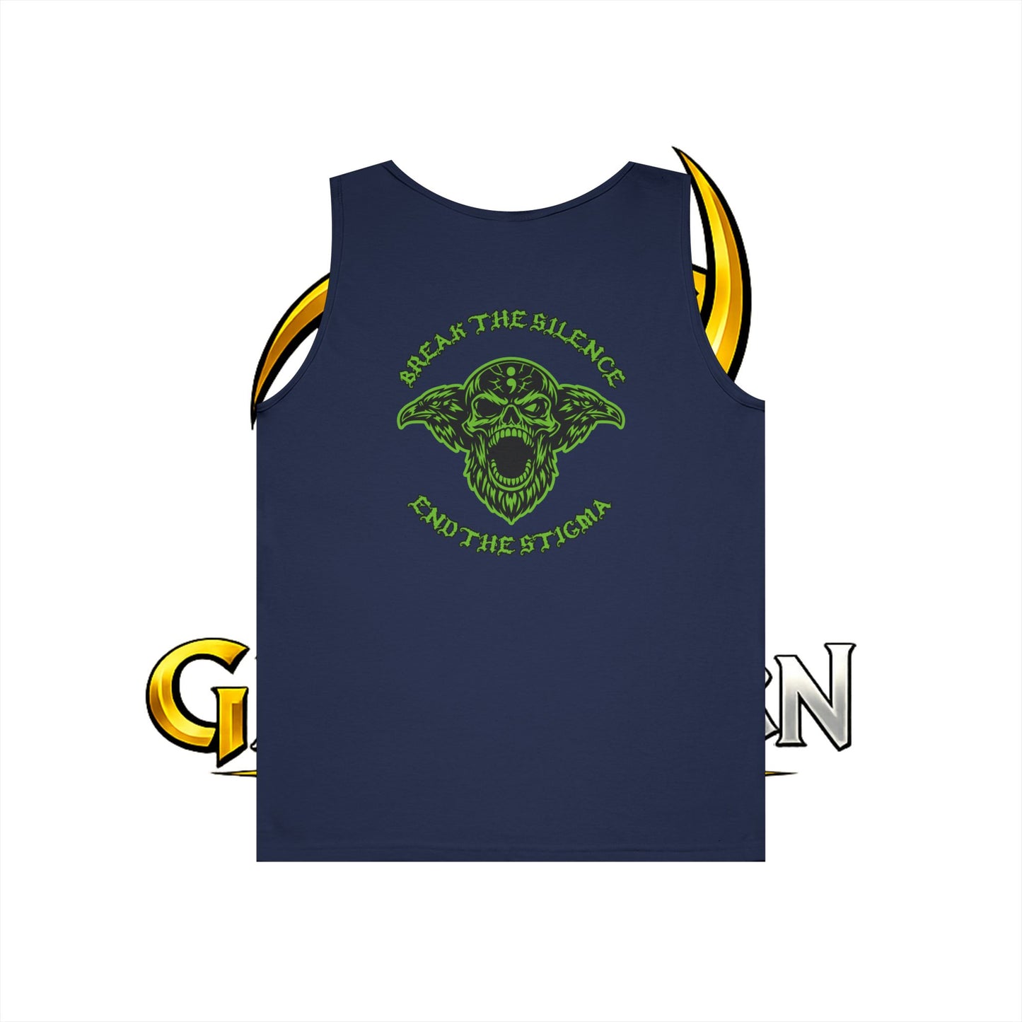 Green Odin Skull Tank Top — Mental Health Graphic Muscle Tee