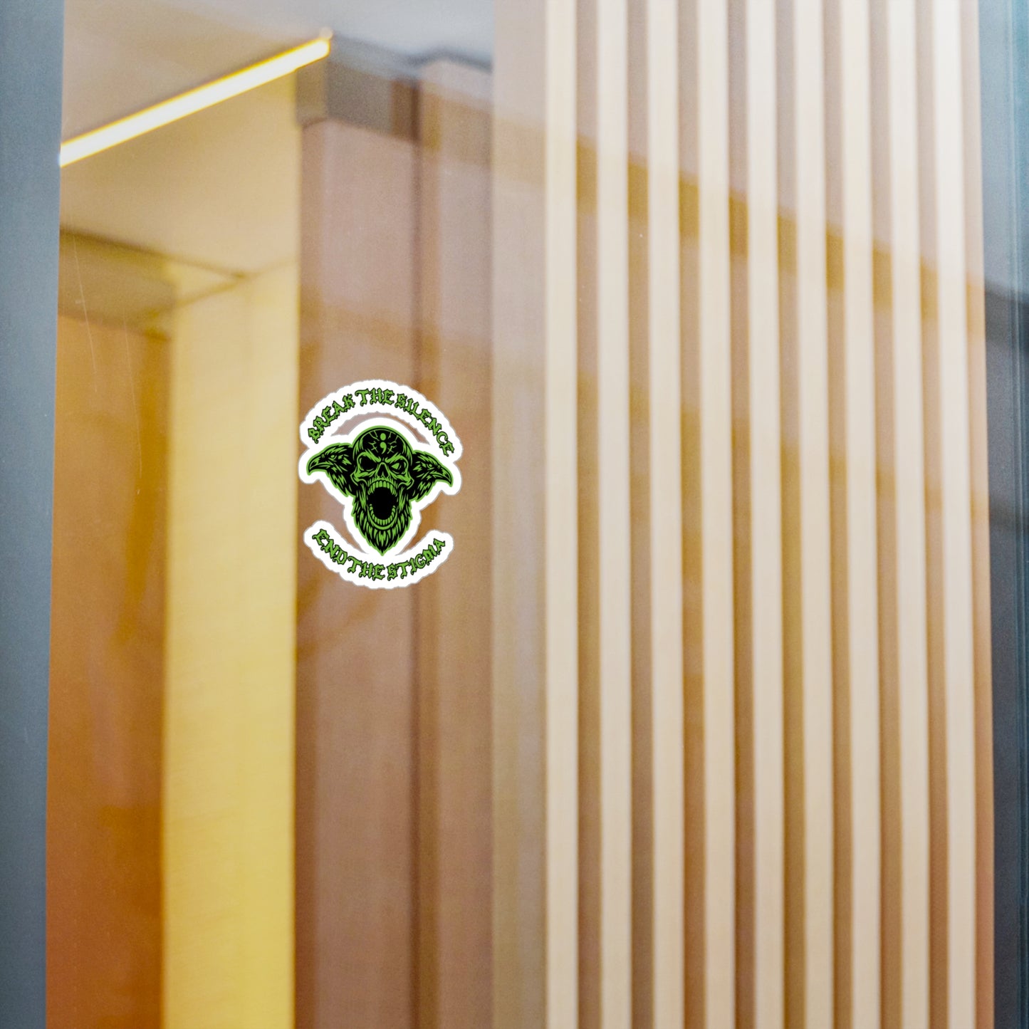 Break the Silence; End the Stigma — Green Skull Kiss-Cut Vinyl Sticker