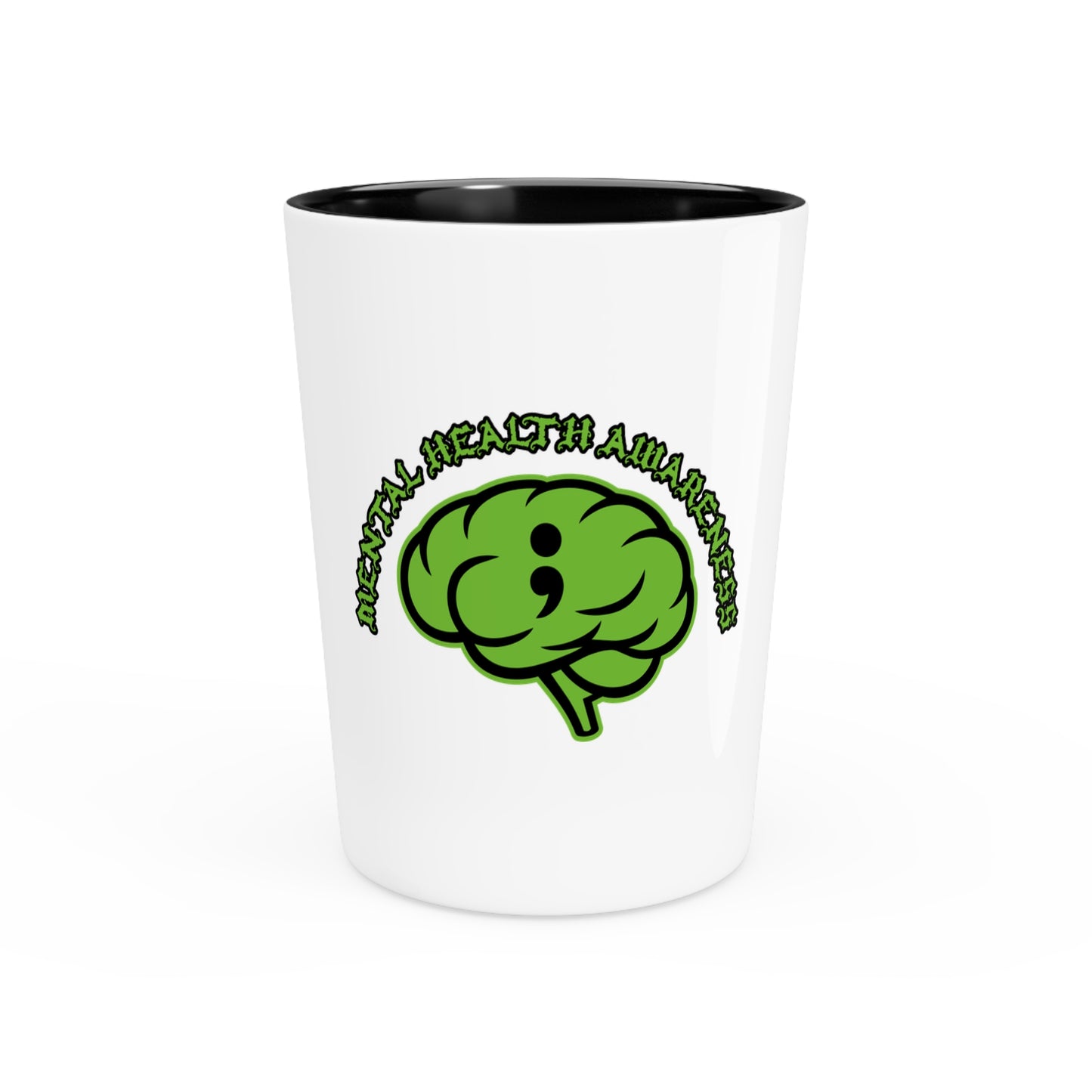 Mental Health Awareness Green Brain Shot Glass