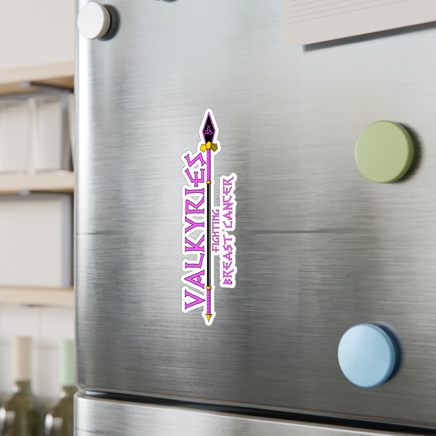 Valkyrie Fighting Breast Cancer Vinyl Sticker — Kiss-Cut Decal