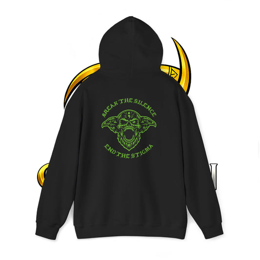 Skull Odin Hoodie - Mental Health Graphic Back & Mini Chest Logo
