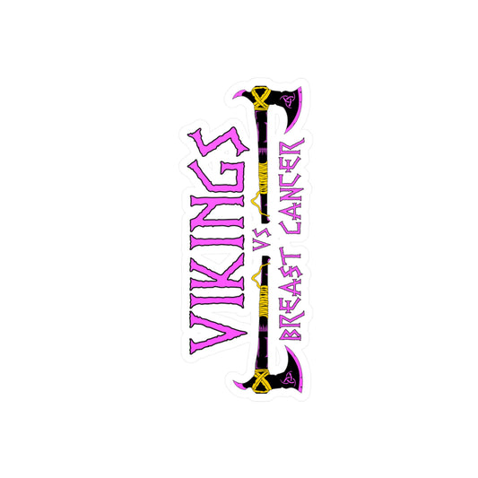 Viking vs. Breast Cancer Vinyl Sticker — Kiss-Cut Decal (Pink & Purple Axe Design)