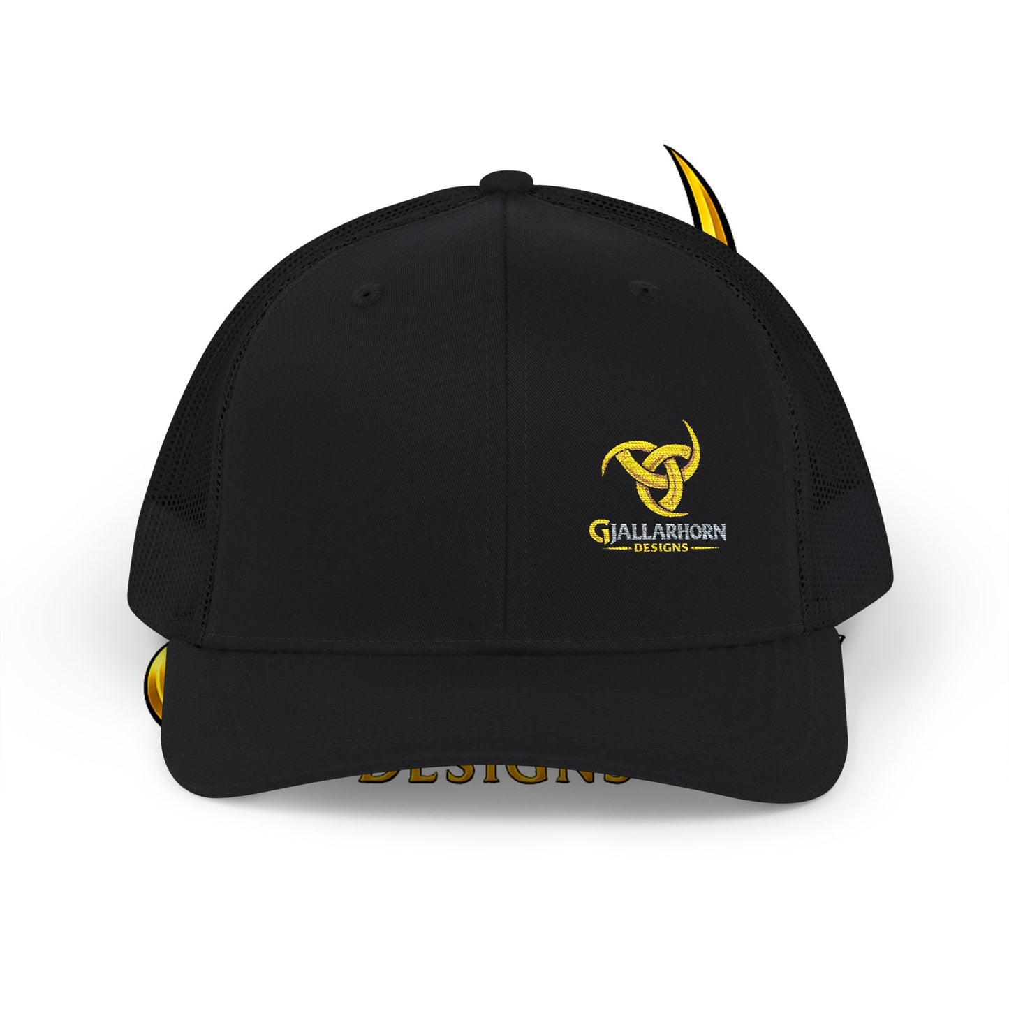 Trucker Cap — Yellow Bull Logo Snapback Mesh Hat