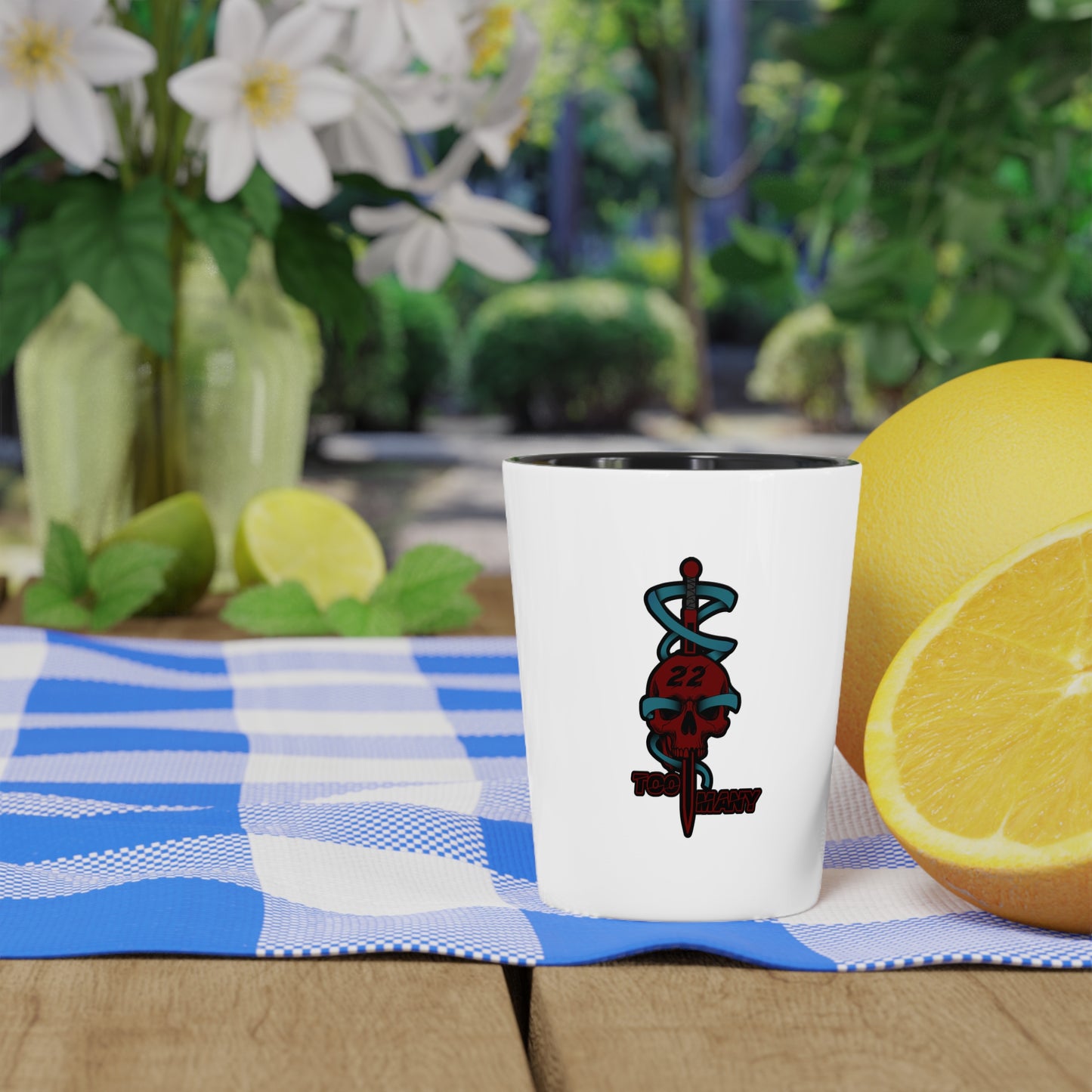 Veteran Suicide Awareness - Skull and Sword - Shot glass