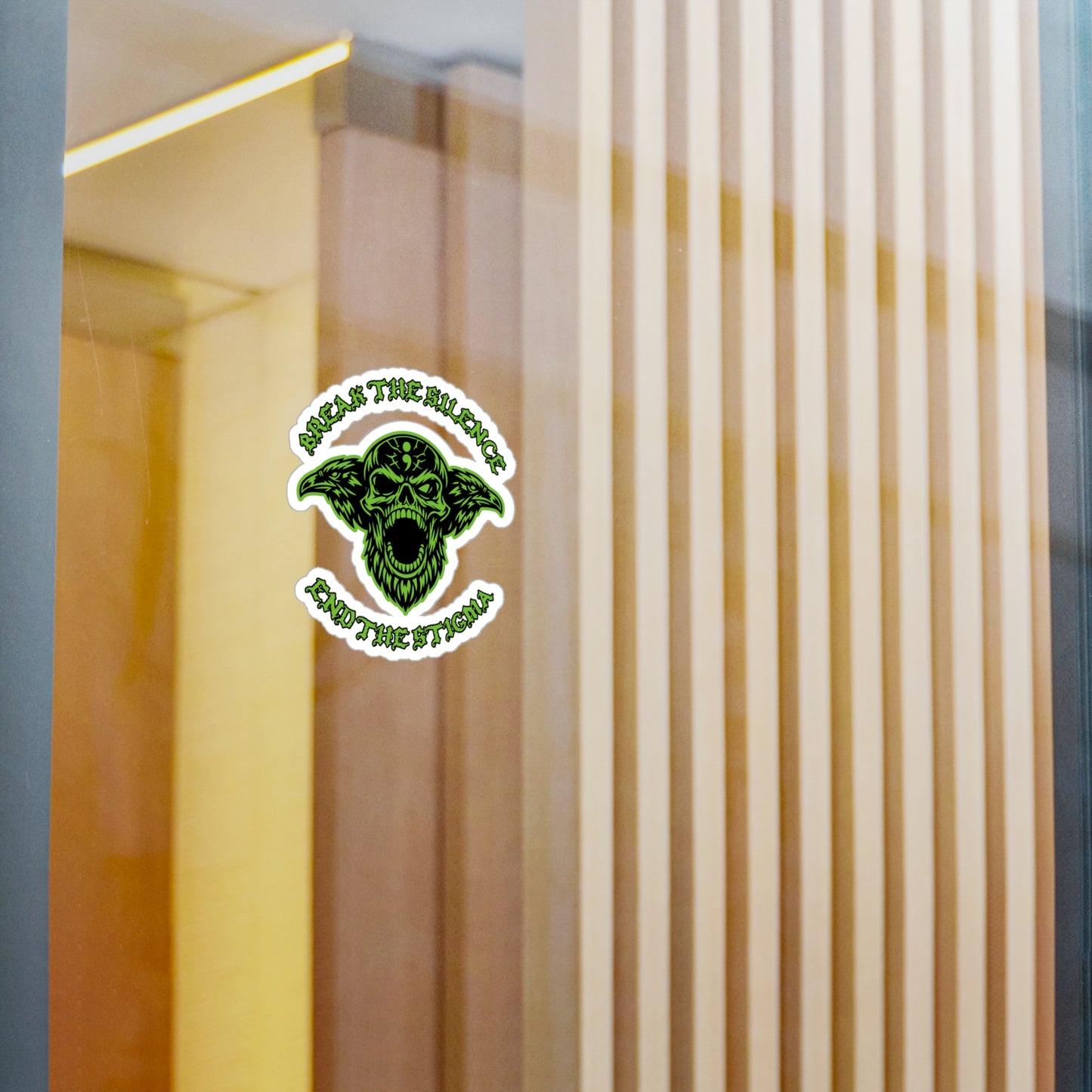 Break the Silence; End the Stigma — Green Skull Kiss-Cut Vinyl Sticker