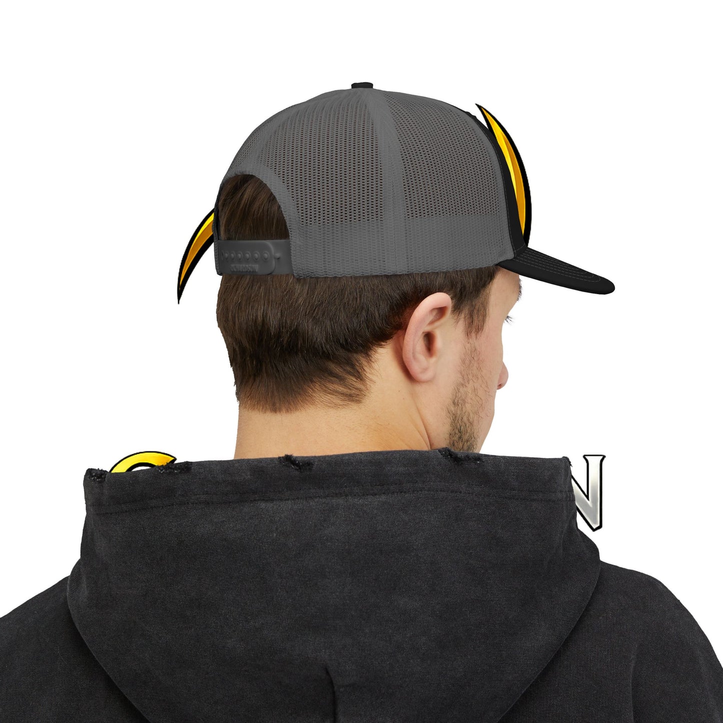 Trucker Cap — Yellow Bull Logo Snapback Mesh Hat