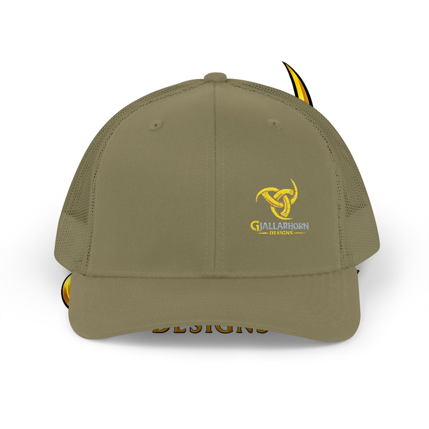 Trucker Cap — Yellow Bull Logo Snapback Mesh Hat