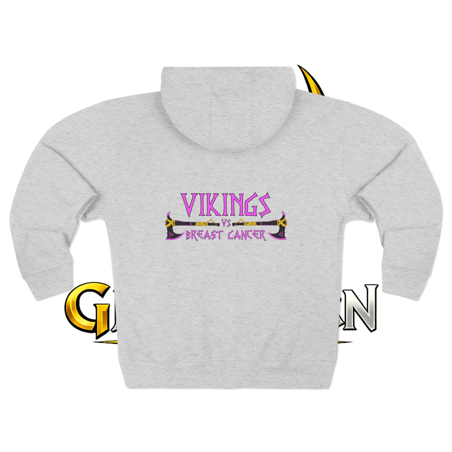 Vikings vs. Breast Cancer Zip Hoodie — Breast Cancer Awareness Hoodie
