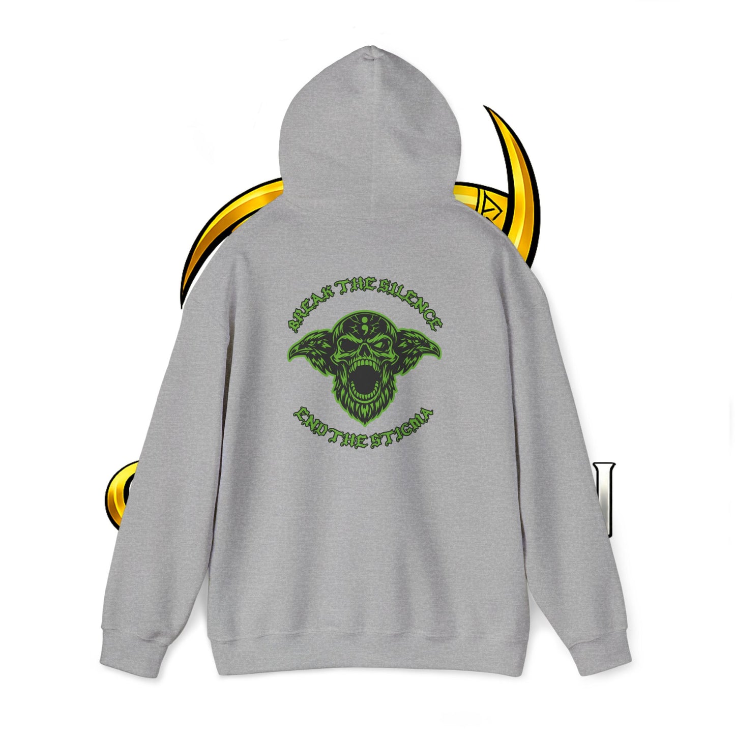 Skull Odin Hoodie - Mental Health Graphic Back & Mini Chest Logo