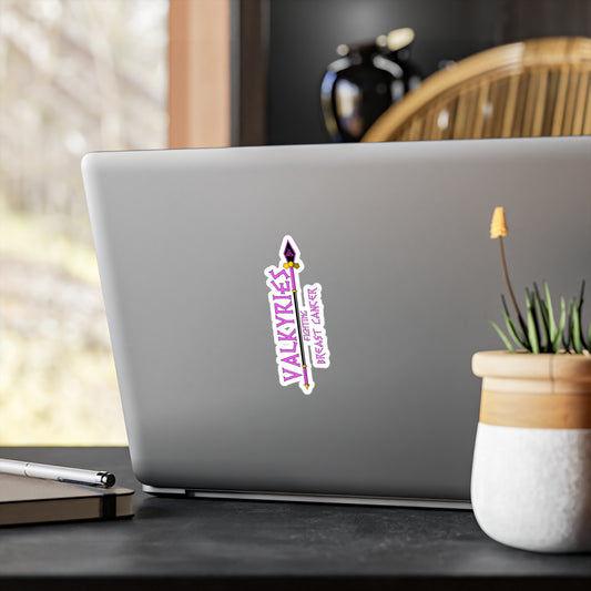 Valkyrie Fighting Breast Cancer Vinyl Sticker — Kiss-Cut Decal
