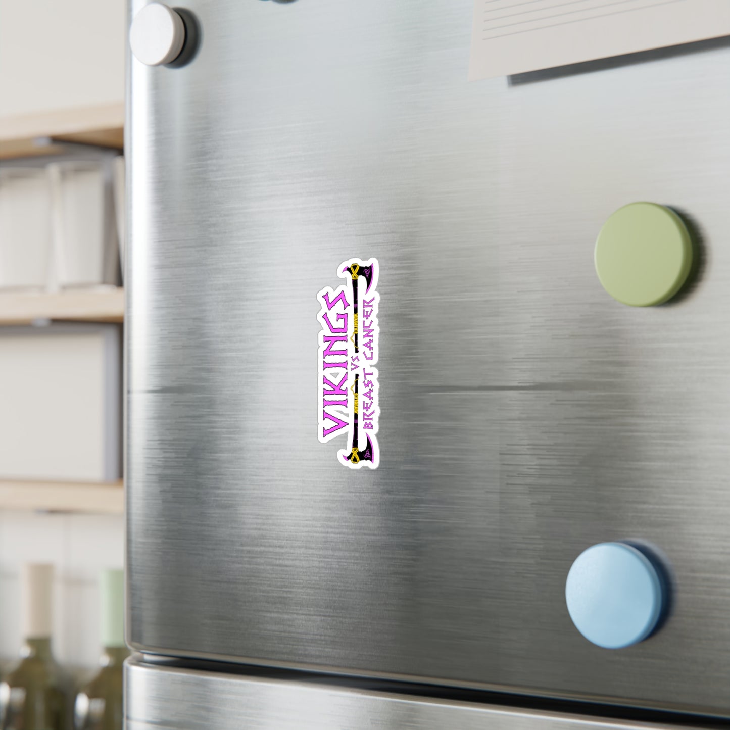 Viking vs. Breast Cancer Vinyl Sticker — Kiss-Cut Decal (Pink & Purple Axe Design)