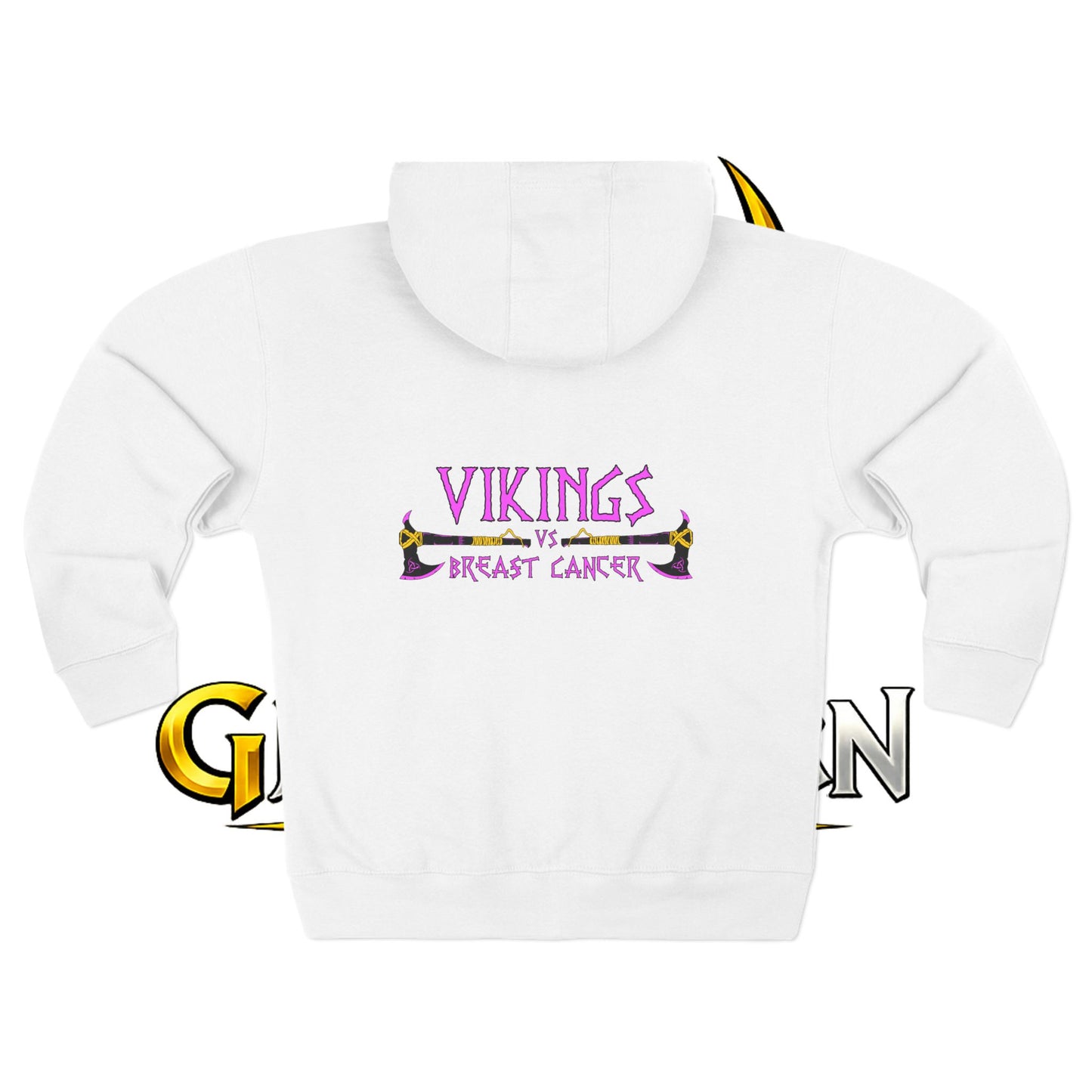 Vikings vs. Breast Cancer Zip Hoodie — Breast Cancer Awareness Hoodie