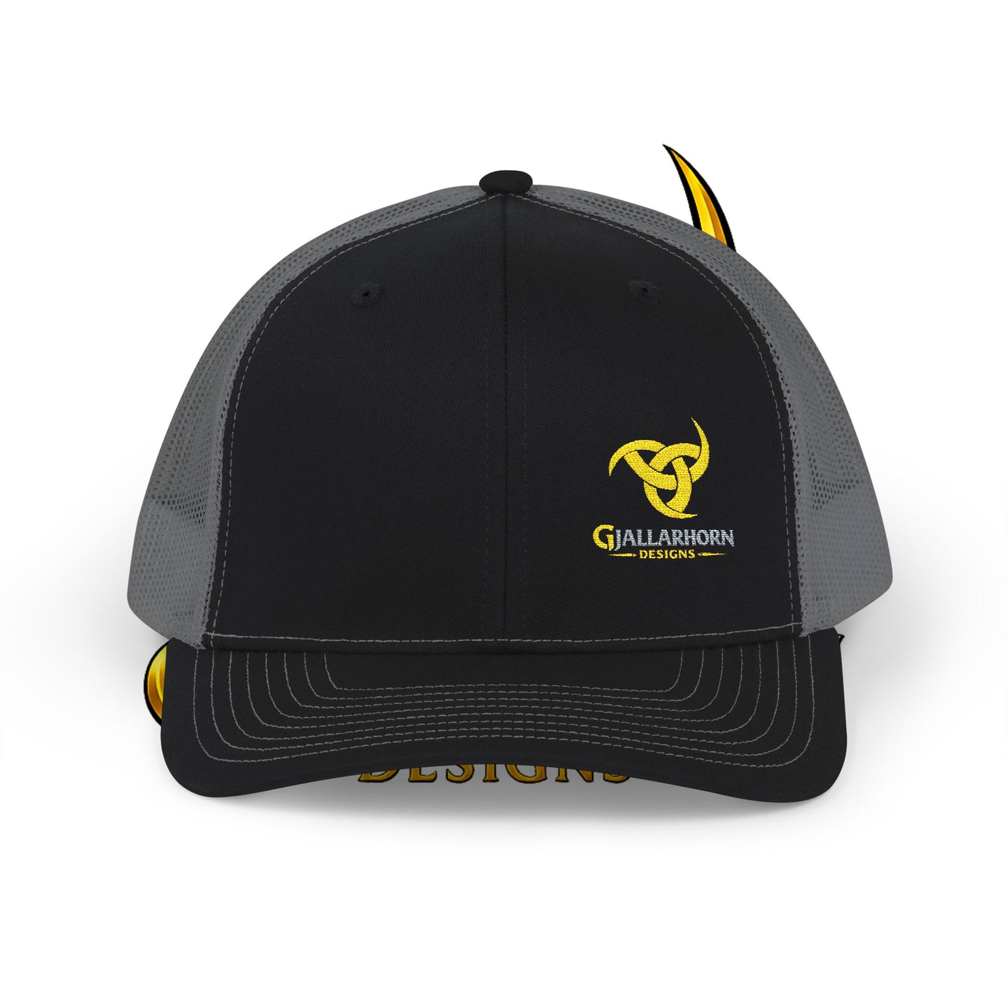 Trucker Cap — Yellow Bull Logo Snapback Mesh Hat