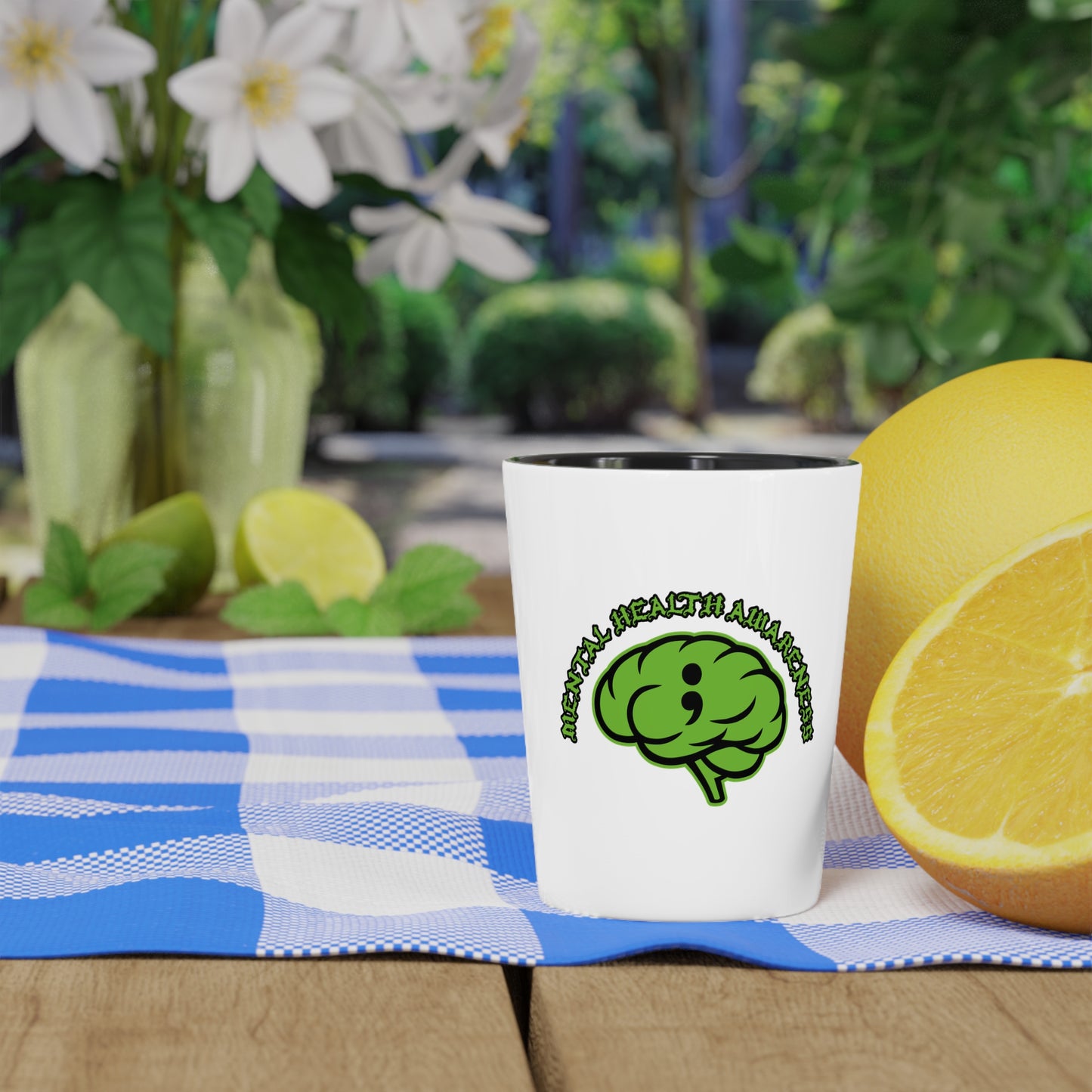 Mental Health Awareness Green Brain Shot Glass