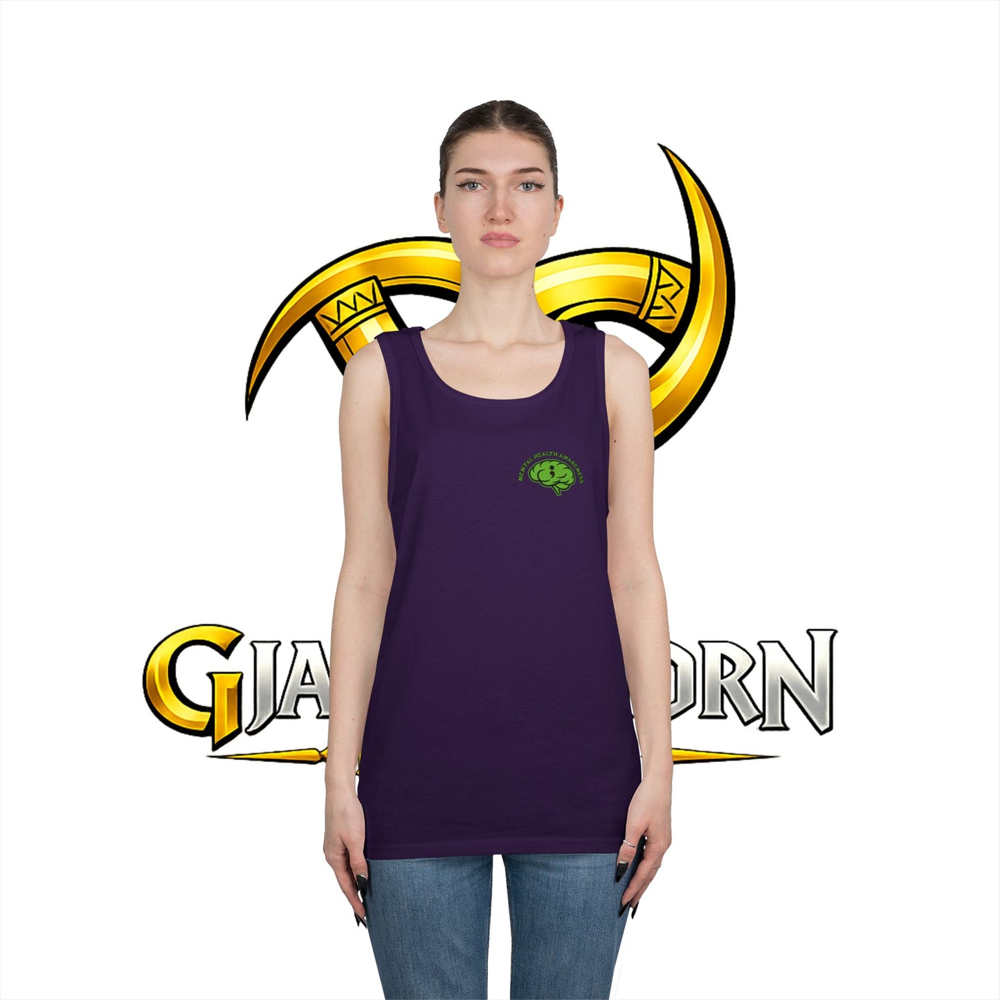 Green Odin Skull Tank Top — Mental Health Graphic Muscle Tee