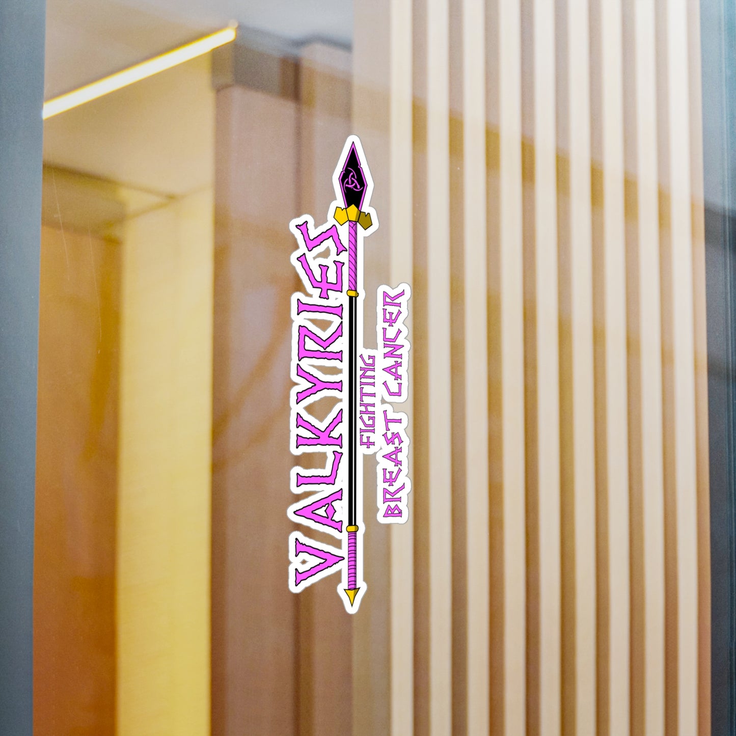 Valkyrie Fighting Breast Cancer Vinyl Sticker — Kiss-Cut Decal