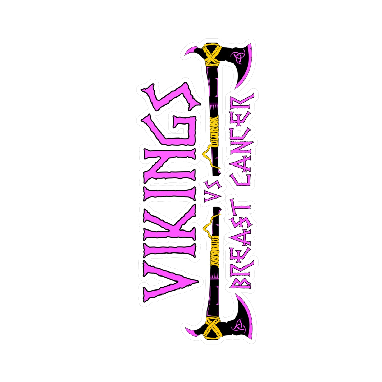 Viking vs. Breast Cancer Vinyl Sticker — Kiss-Cut Decal (Pink & Purple Axe Design)