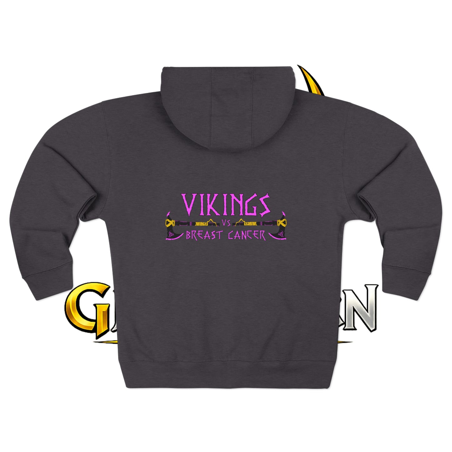 Vikings vs. Breast Cancer Zip Hoodie — Breast Cancer Awareness Hoodie