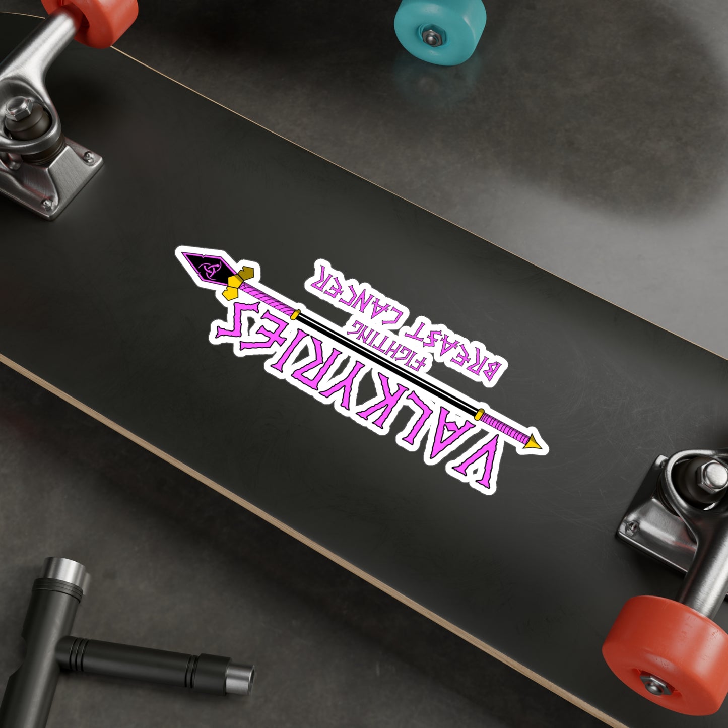 Valkyrie Fighting Breast Cancer Vinyl Sticker — Kiss-Cut Decal