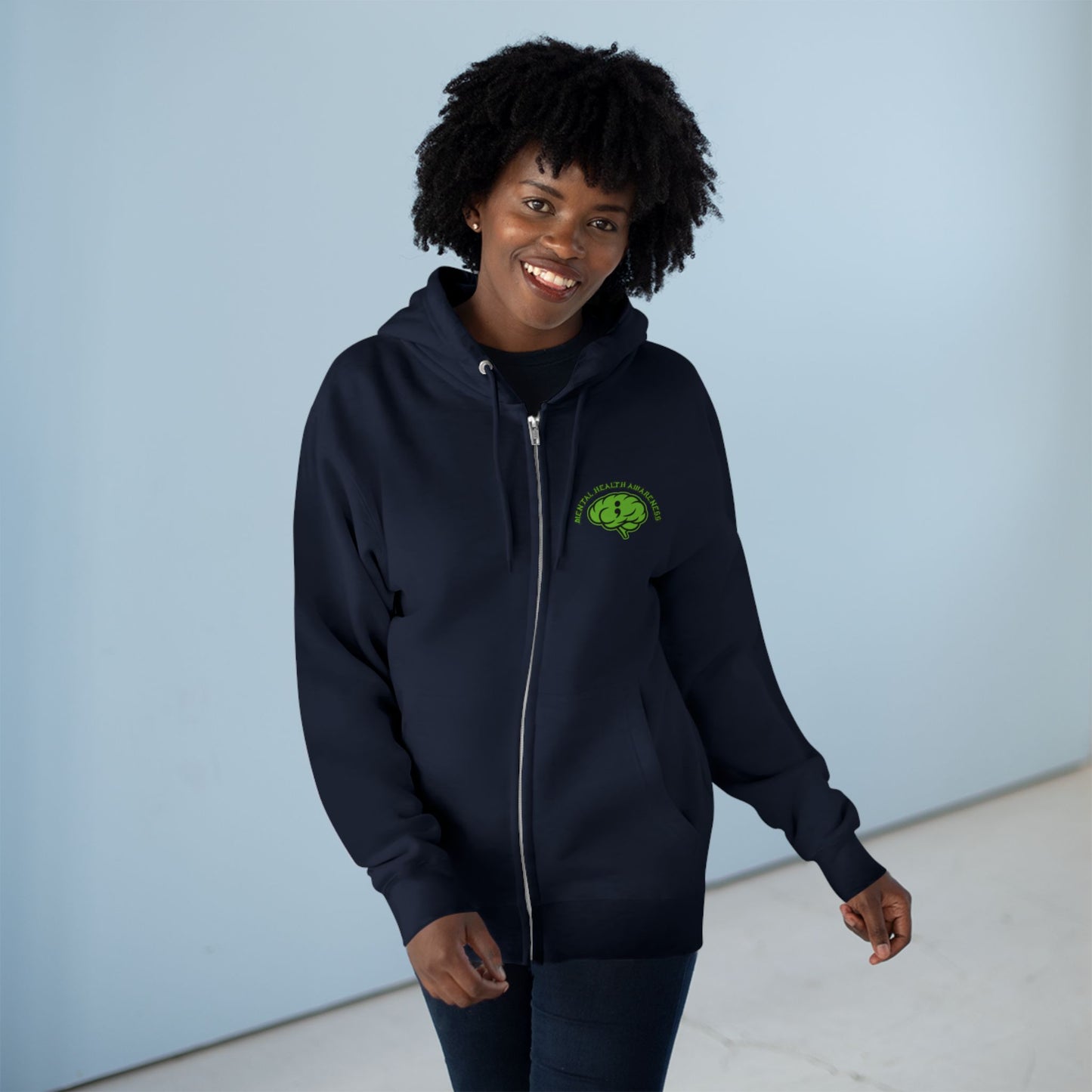 Green Odin Skull Zip Hoodie — Mental Health Graphic Hoodie