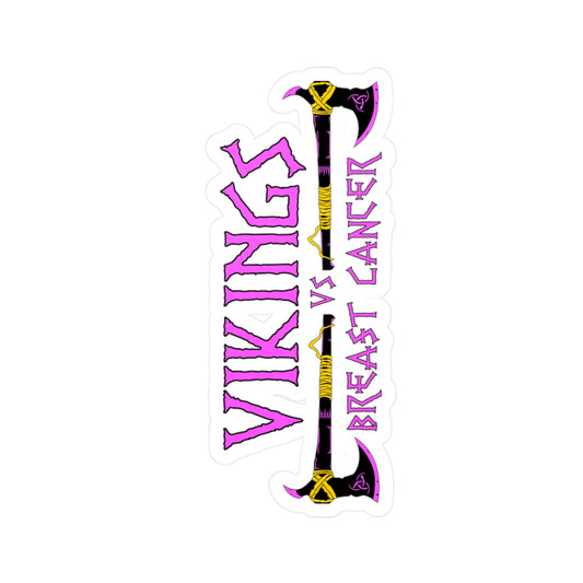 Viking vs. Breast Cancer Vinyl Sticker — Kiss-Cut Decal (Pink & Purple Axe Design)