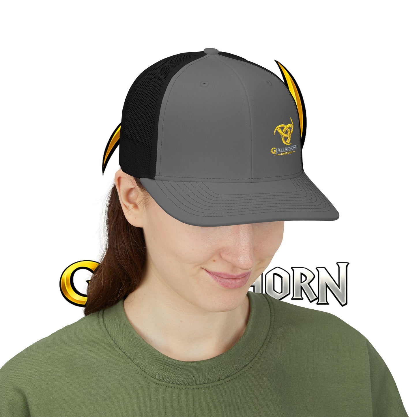 Trucker Cap — Yellow Bull Logo Snapback Mesh Hat