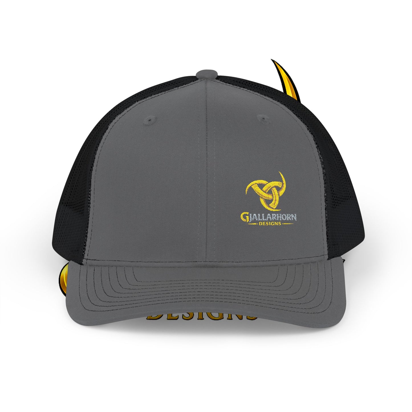 Trucker Cap — Yellow Bull Logo Snapback Mesh Hat