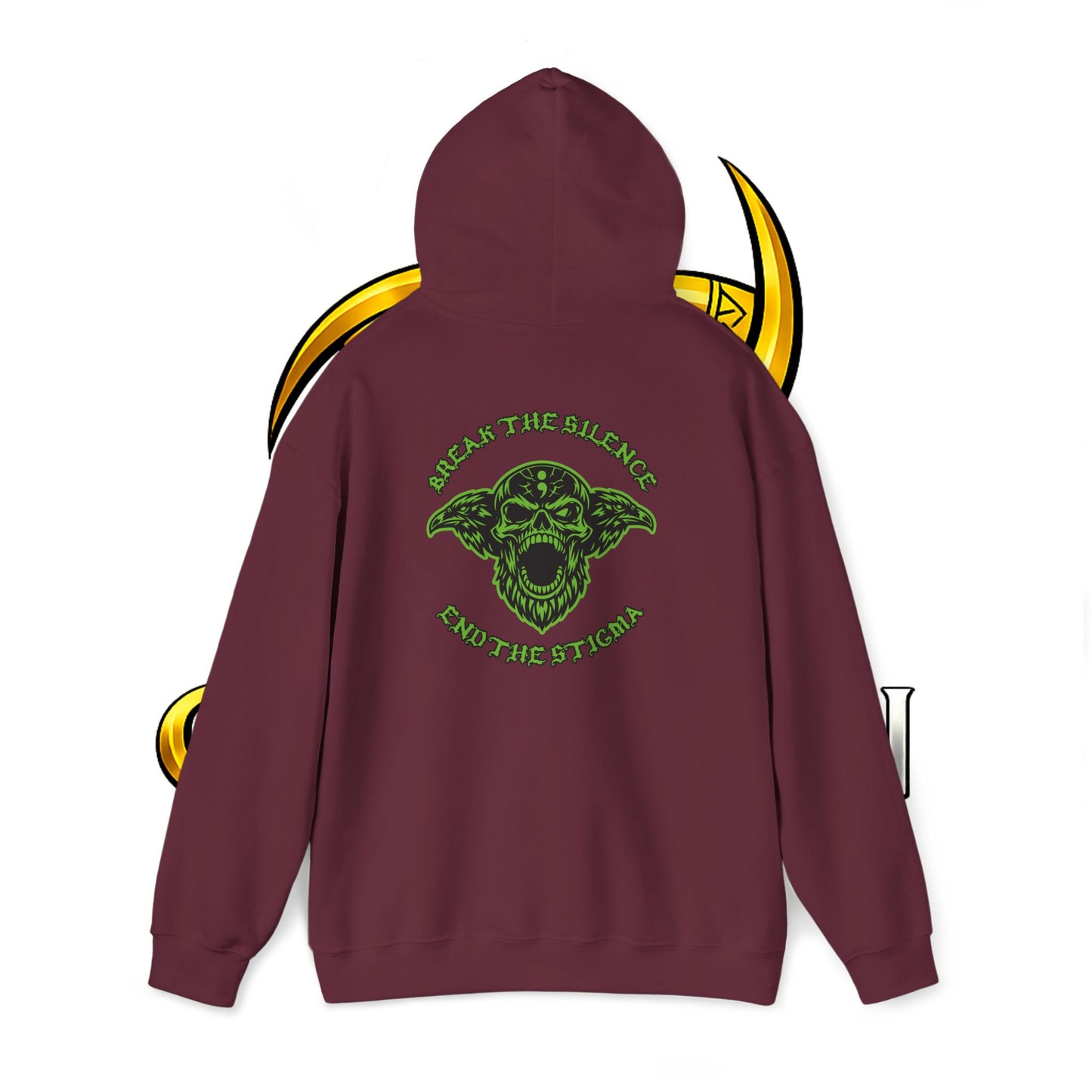 Skull Odin Hoodie - Mental Health Graphic Back & Mini Chest Logo