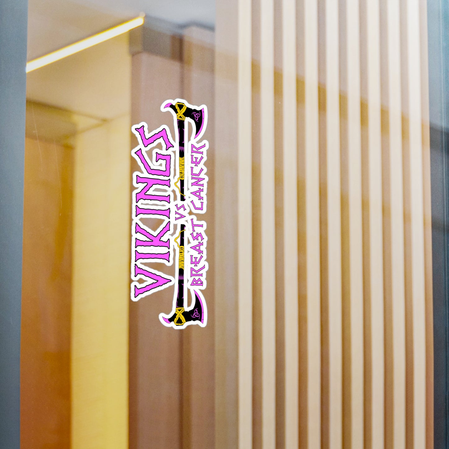 Viking vs. Breast Cancer Vinyl Sticker — Kiss-Cut Decal (Pink & Purple Axe Design)