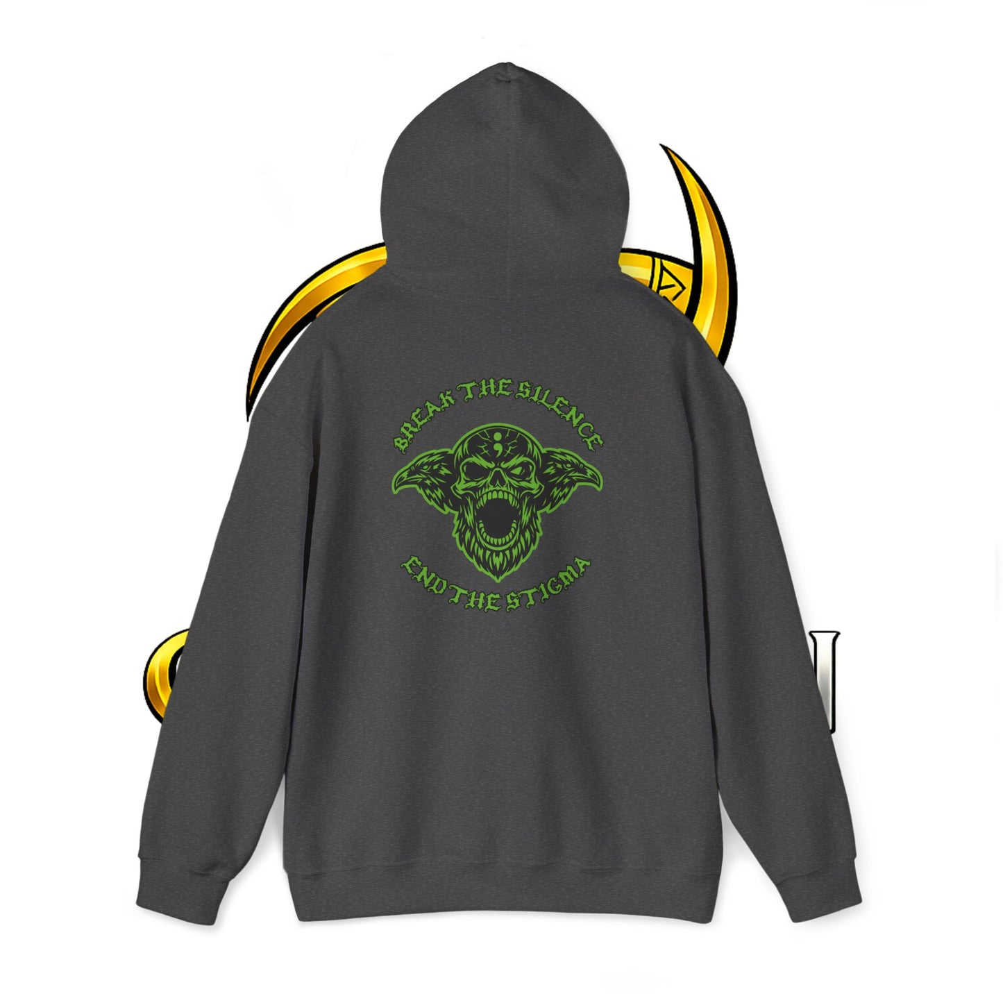 Skull Odin Hoodie - Mental Health Graphic Back & Mini Chest Logo