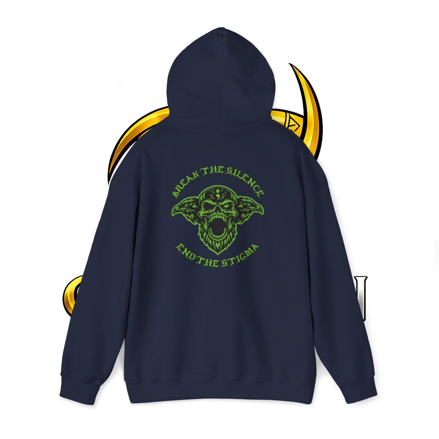 Skull Odin Hoodie - Mental Health Graphic Back & Mini Chest Logo