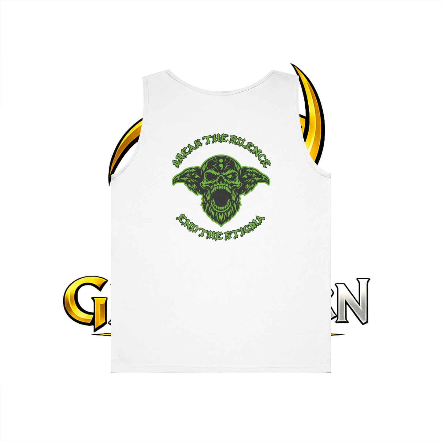 Green Odin Skull Tank Top — Mental Health Graphic Muscle Tee