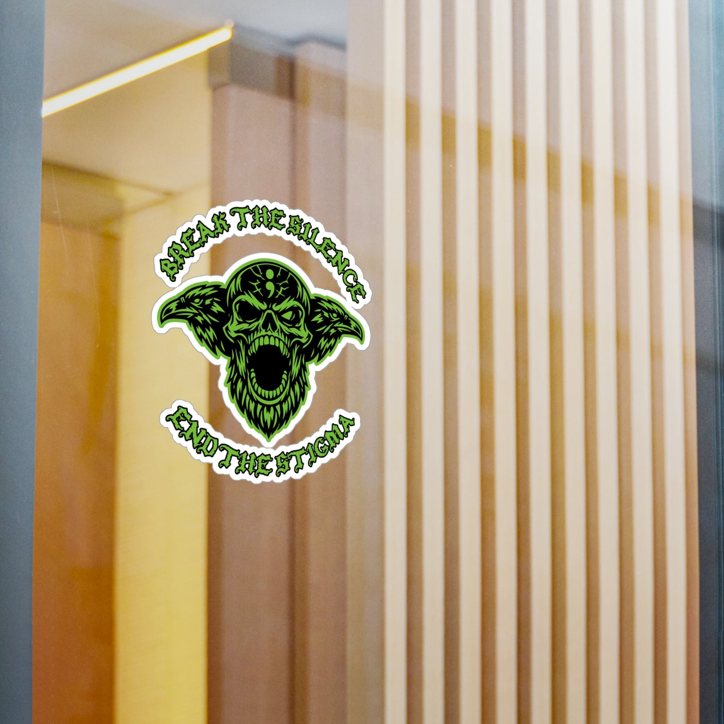 Break the Silence; End the Stigma — Green Skull Kiss-Cut Vinyl Sticker