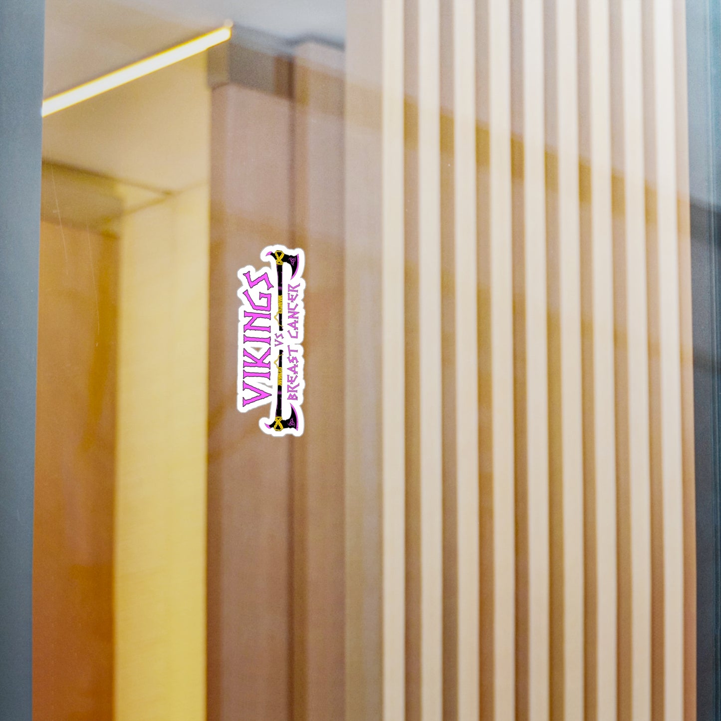 Viking vs. Breast Cancer Vinyl Sticker — Kiss-Cut Decal (Pink & Purple Axe Design)