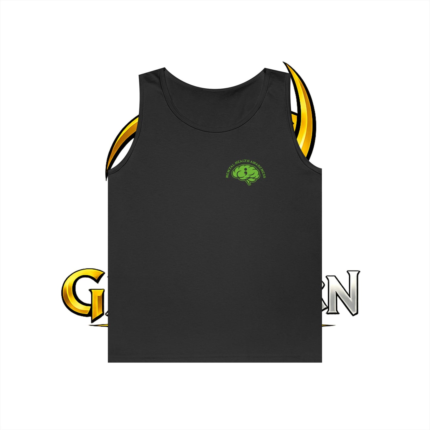 Green Odin Skull Tank Top — Mental Health Graphic Muscle Tee