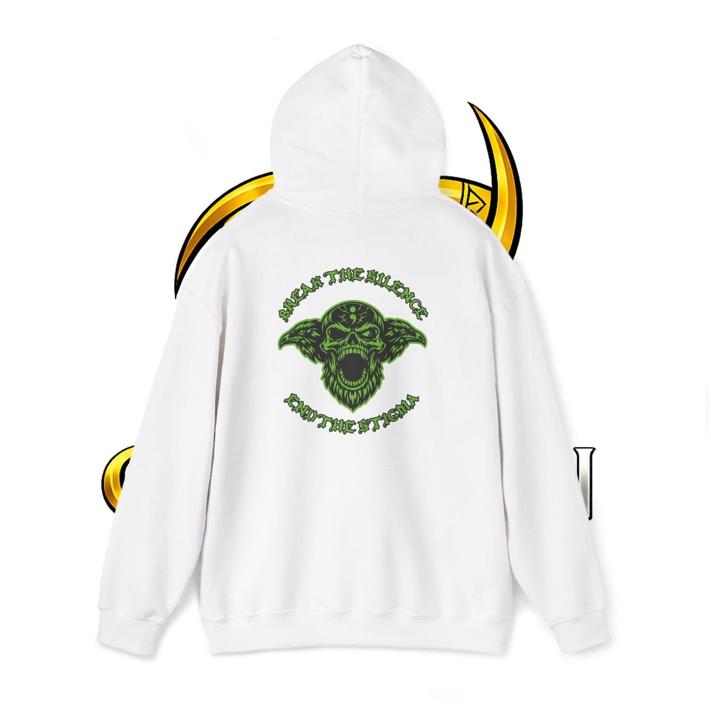Skull Odin Hoodie - Mental Health Graphic Back & Mini Chest Logo