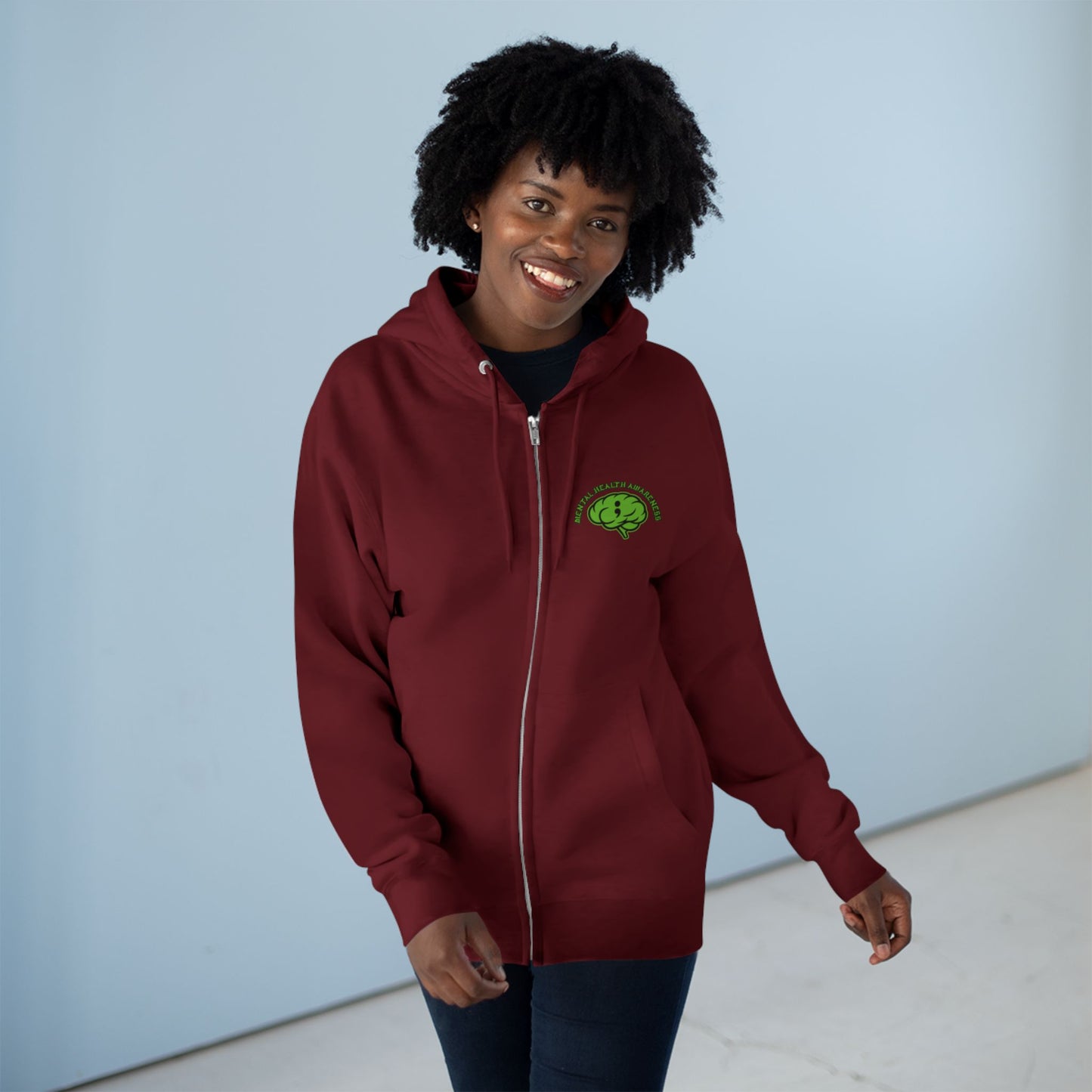 Green Odin Skull Zip Hoodie — Mental Health Graphic Hoodie