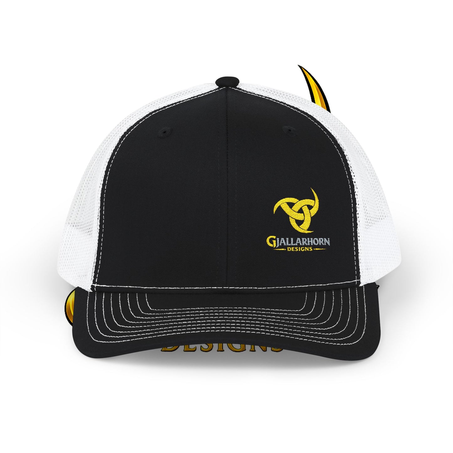 Trucker Cap — Yellow Bull Logo Snapback Mesh Hat