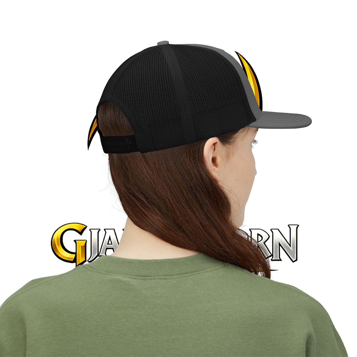 Trucker Cap — Yellow Bull Logo Snapback Mesh Hat