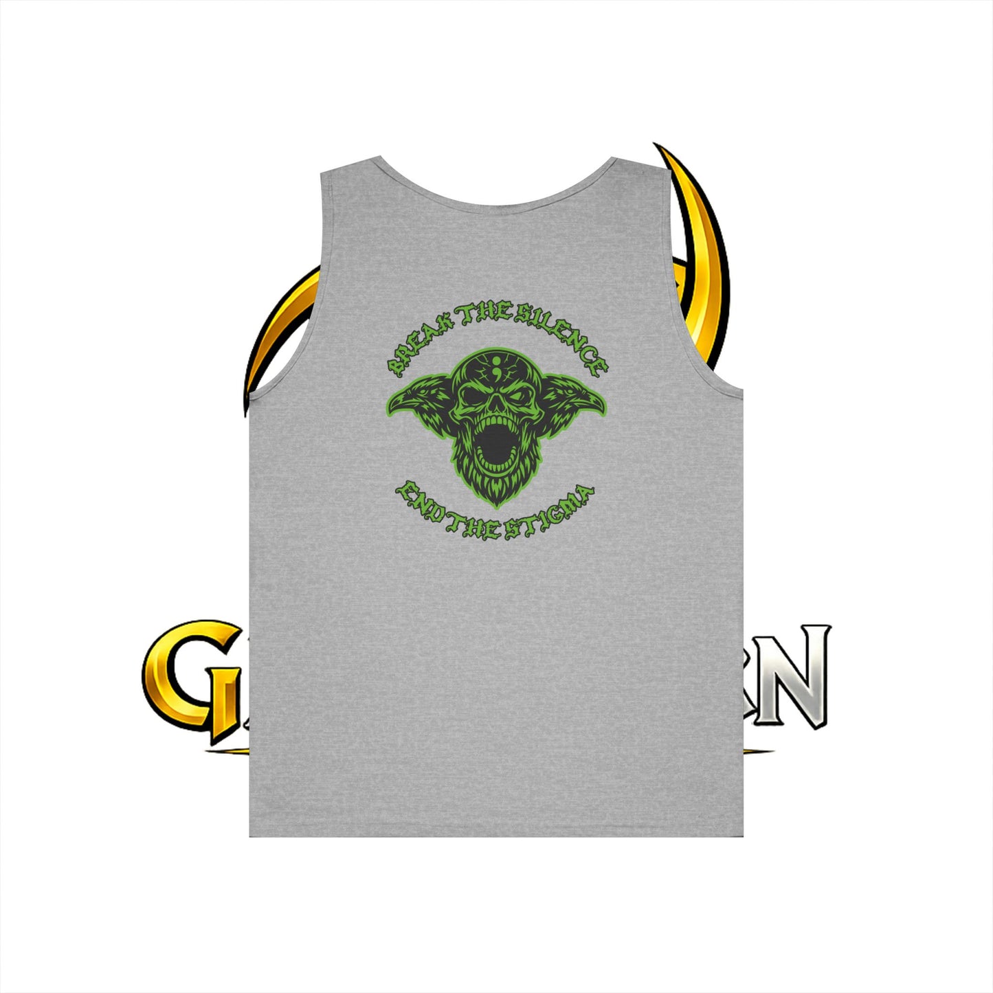 Green Odin Skull Tank Top — Mental Health Graphic Muscle Tee