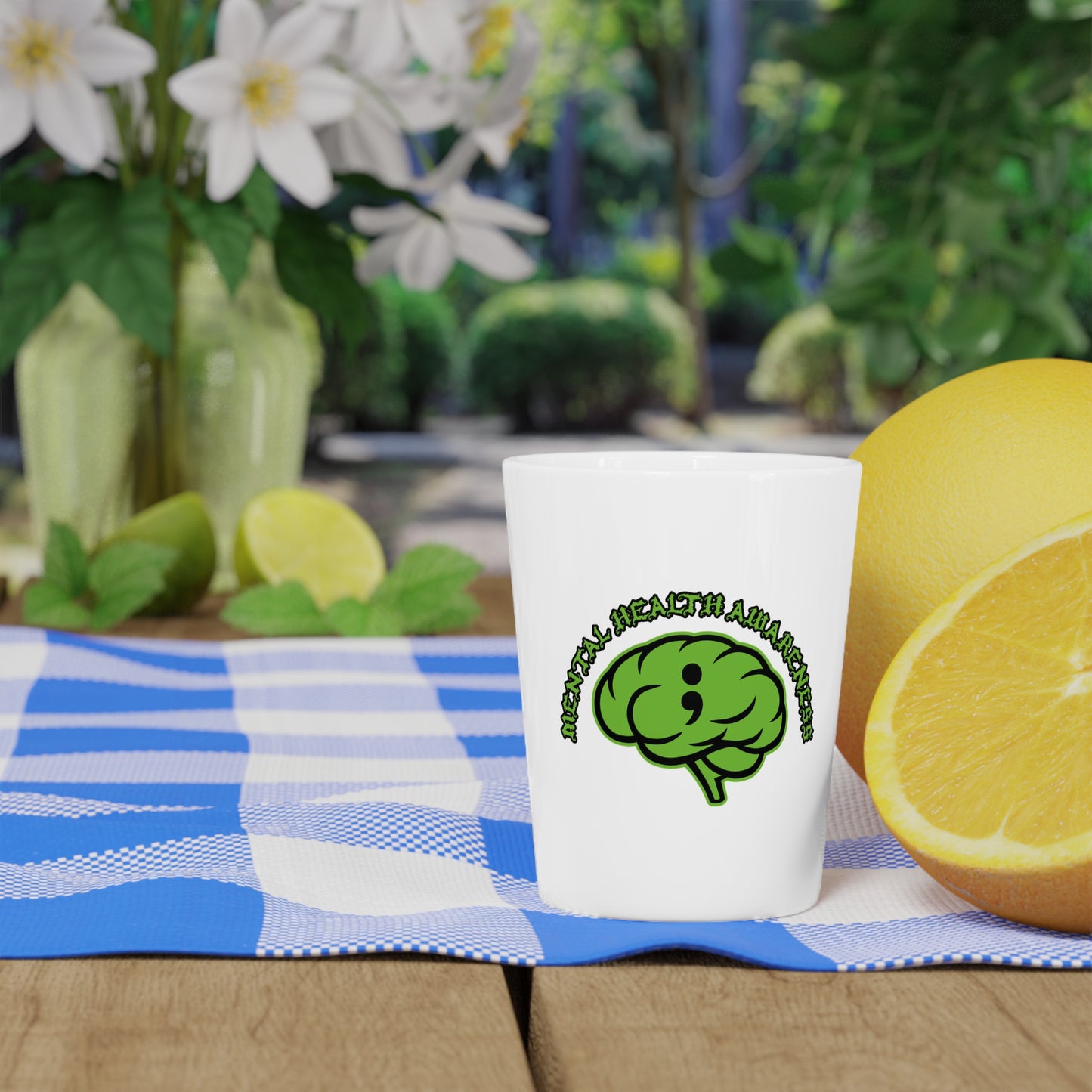 Mental Health Awareness Green Brain Shot Glass