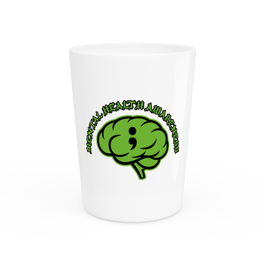 Mental Health Awareness Green Brain Shot Glass