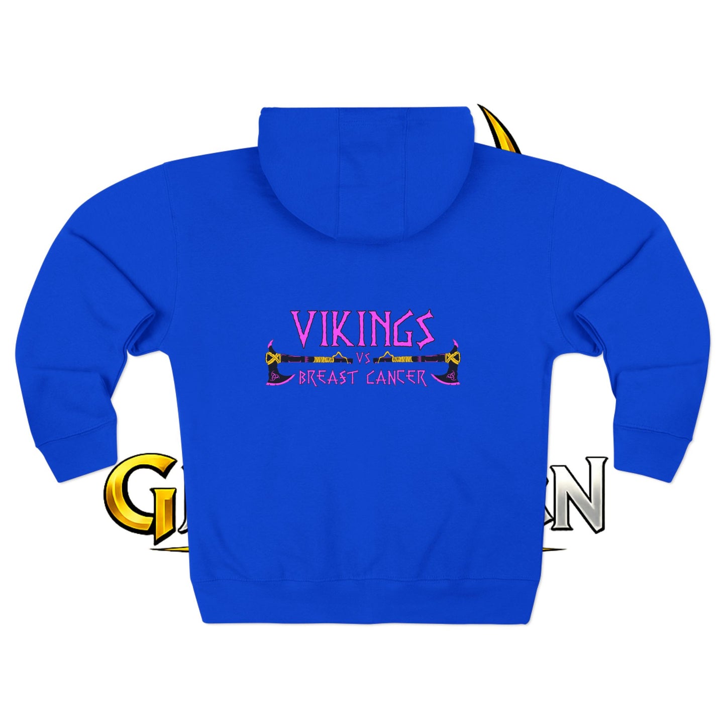 Vikings vs. Breast Cancer Zip Hoodie — Breast Cancer Awareness Hoodie