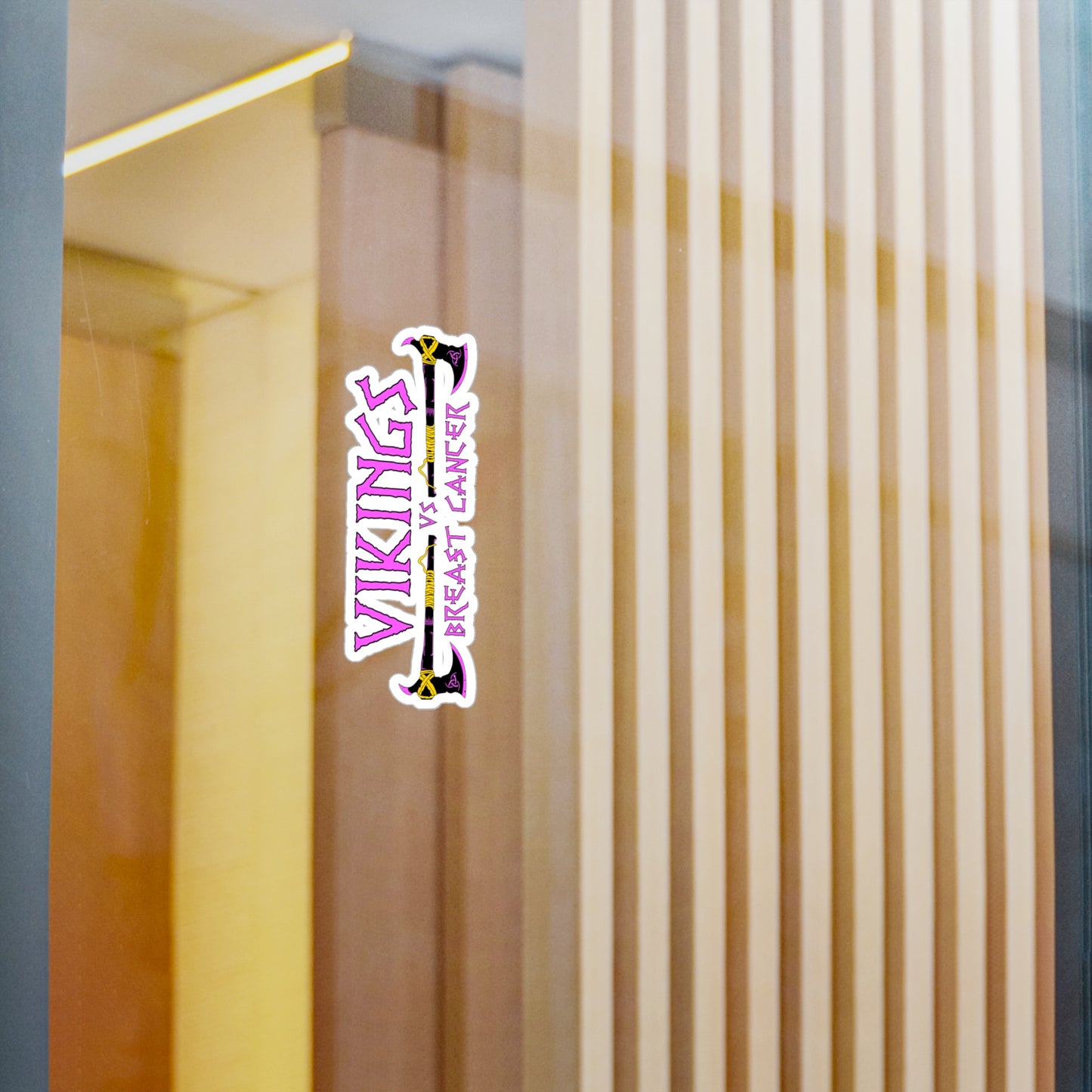 Viking vs. Breast Cancer Vinyl Sticker — Kiss-Cut Decal (Pink & Purple Axe Design)