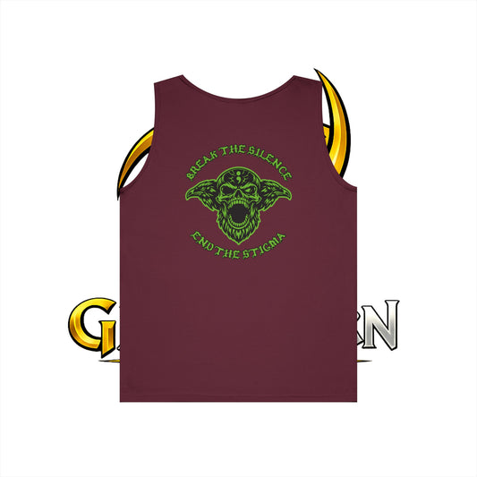 Green Odin Skull Tank Top — Mental Health Graphic Muscle Tee