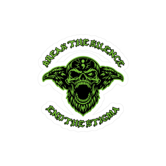 Break the Silence; End the Stigma — Green Skull Kiss-Cut Vinyl Sticker