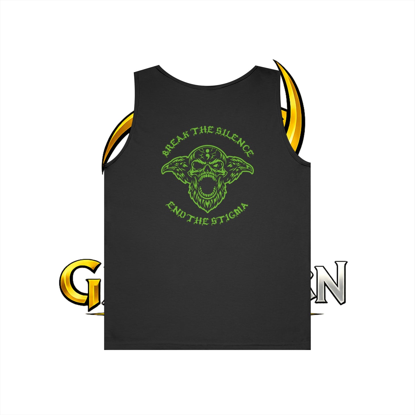 Green Odin Skull Tank Top — Mental Health Graphic Muscle Tee