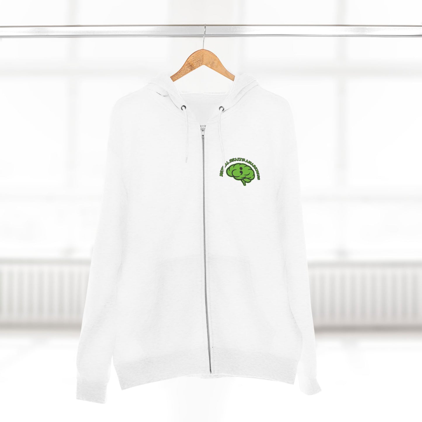 Green Odin Skull Zip Hoodie — Mental Health Graphic Hoodie