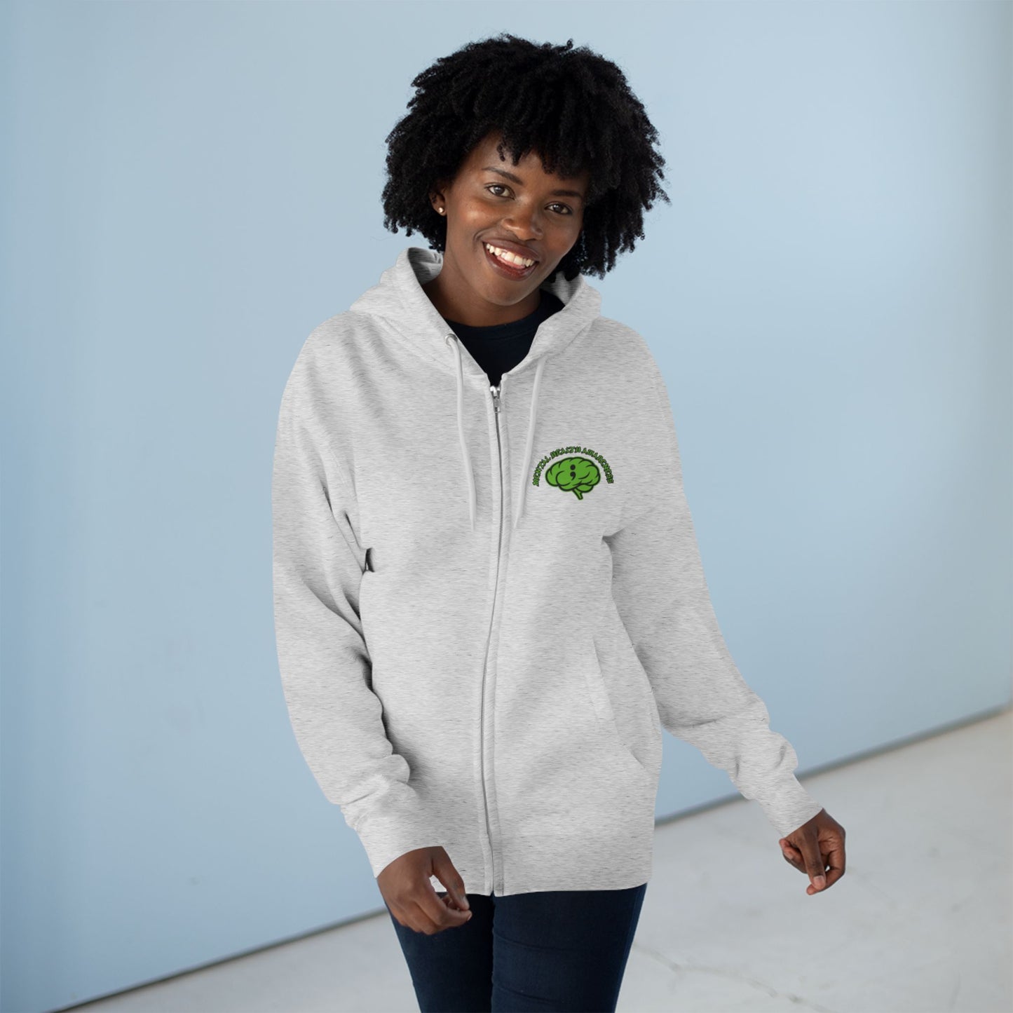 Green Odin Skull Zip Hoodie — Mental Health Graphic Hoodie